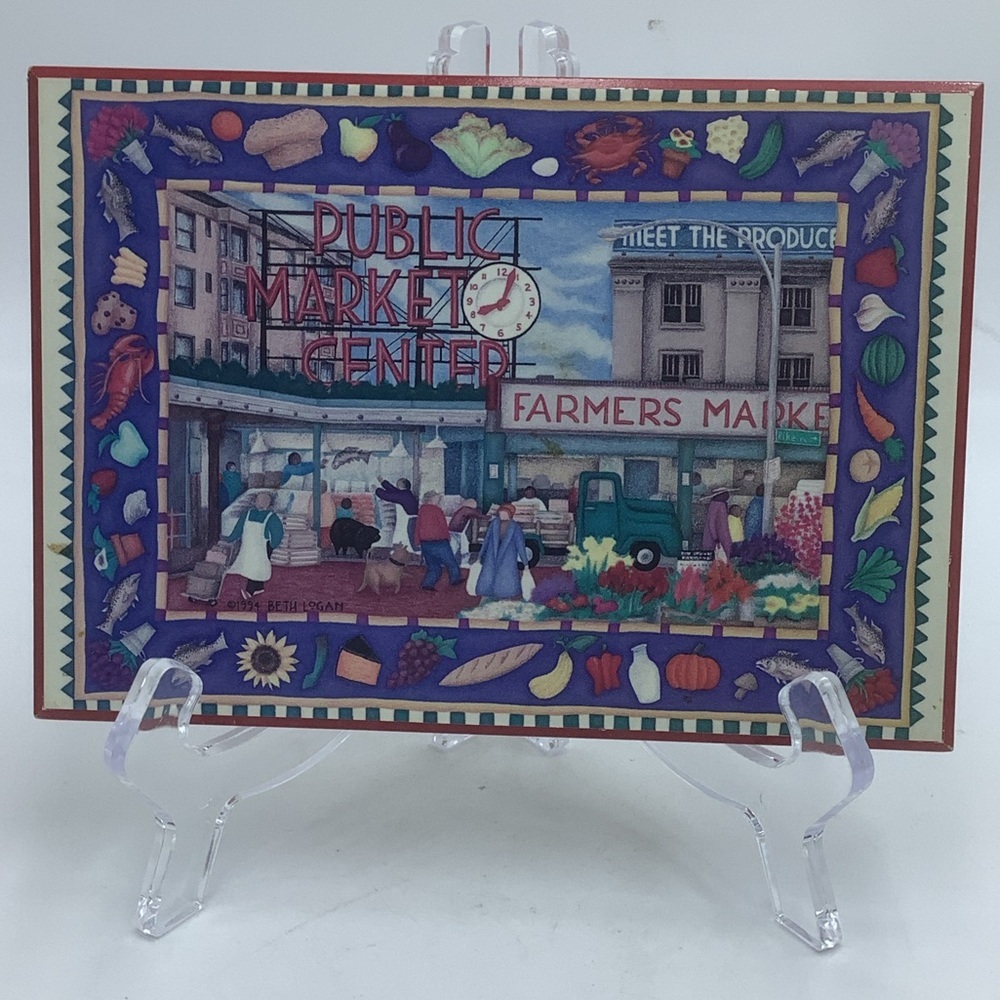 Vintage 1994 Beth Logan Seattle Public Market Mounted Art Print
